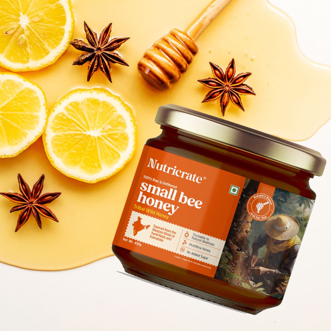 NutriCrate Small Bee Honey-  Pure, Organic and Wild Honey