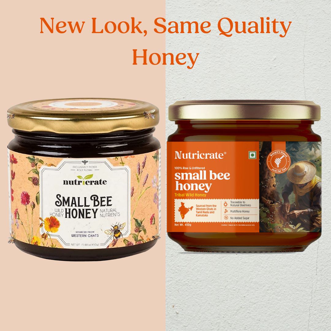 NutriCrate Small Bee Honey-  Pure, Organic and Wild Honey