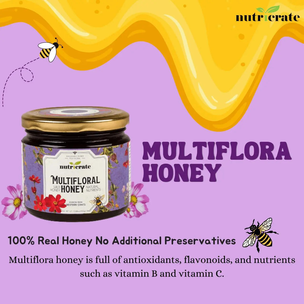 Nutricrate 100% Organic Multiflora Honey 