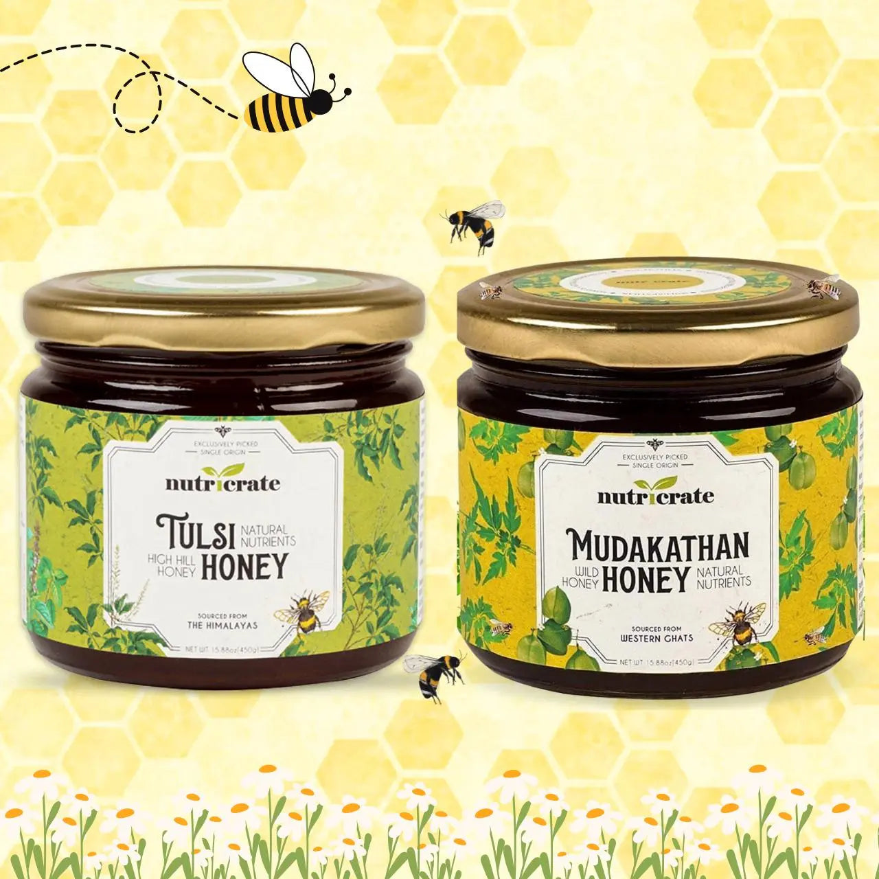 Nutricrate Tulsi Honey with Mudakathan Honey | Super Saver pack of 900gm 