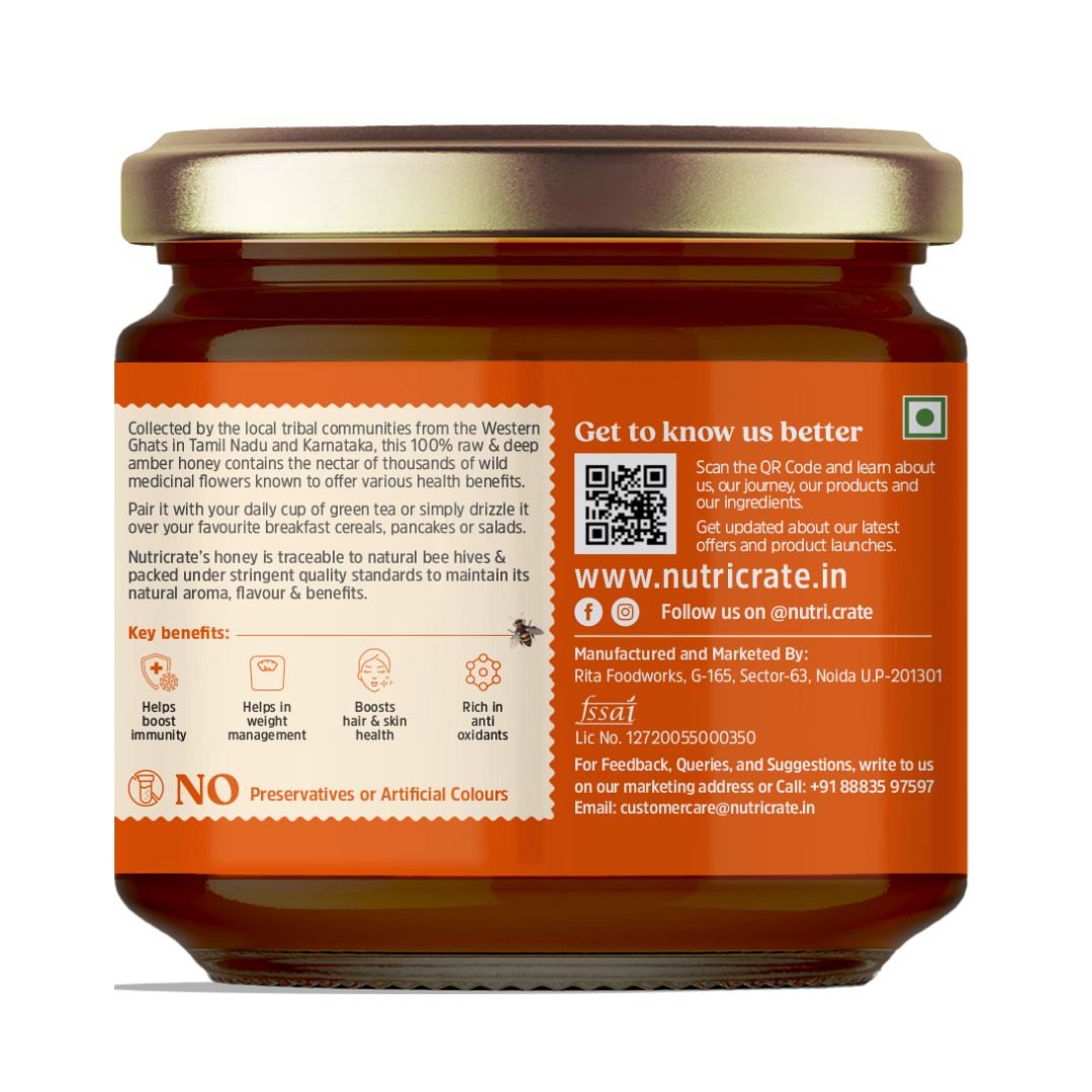 NutriCrate Small Bee Honey-  Pure, Organic and Wild Honey