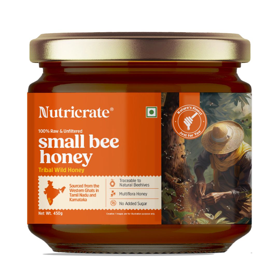 NutriCrate Small Bee Honey-  Pure, Organic and Wild Honey