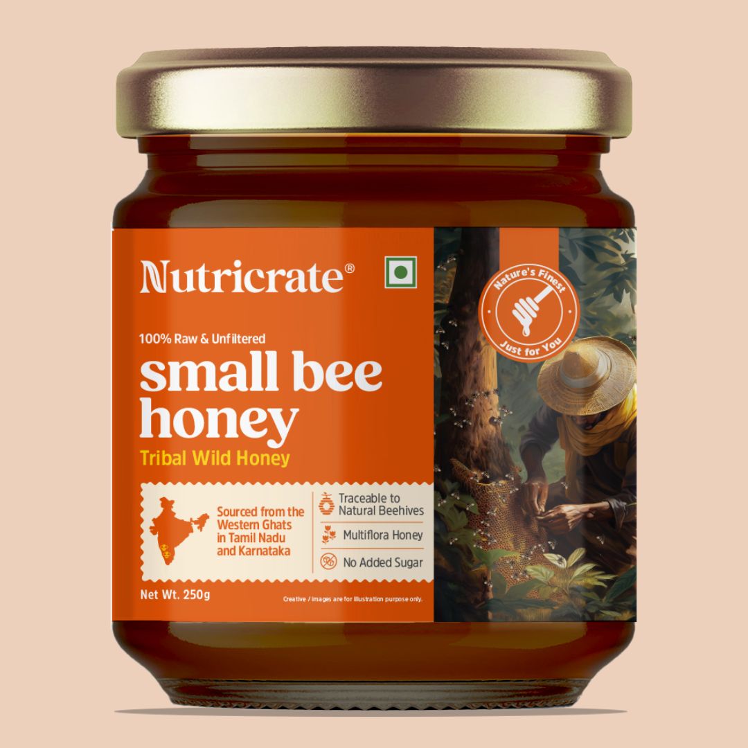 NutriCrate Small Bee Honey-  Pure, Organic and Wild Honey