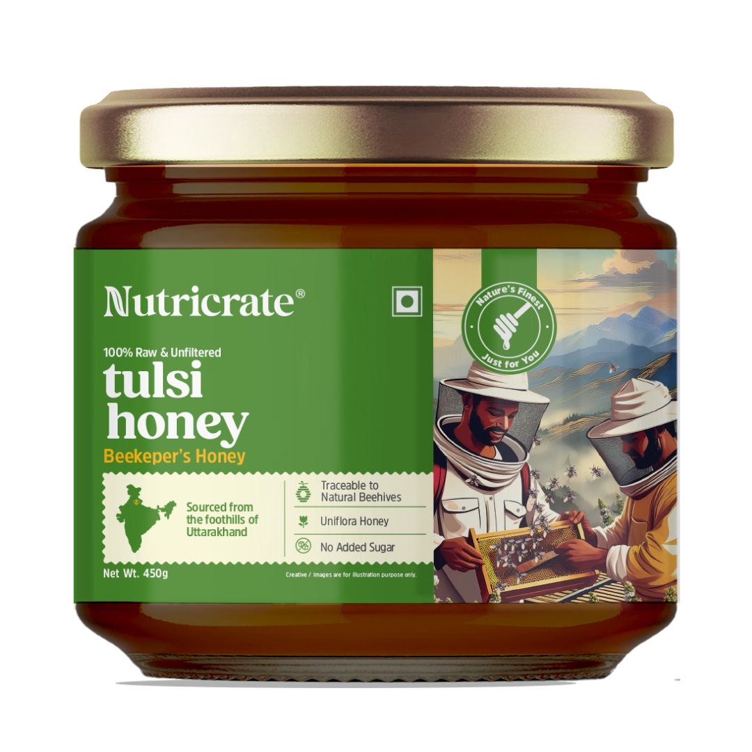 NutriCrate Raw and Wild Tulsi Honey.