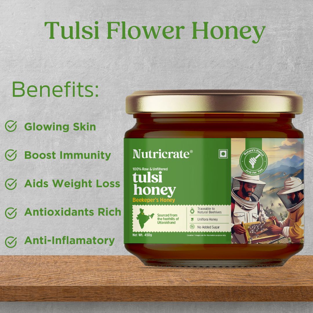 NutriCrate Raw and Wild Tulsi Honey.