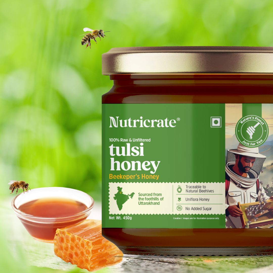 NutriCrate Raw and Wild Tulsi Honey.