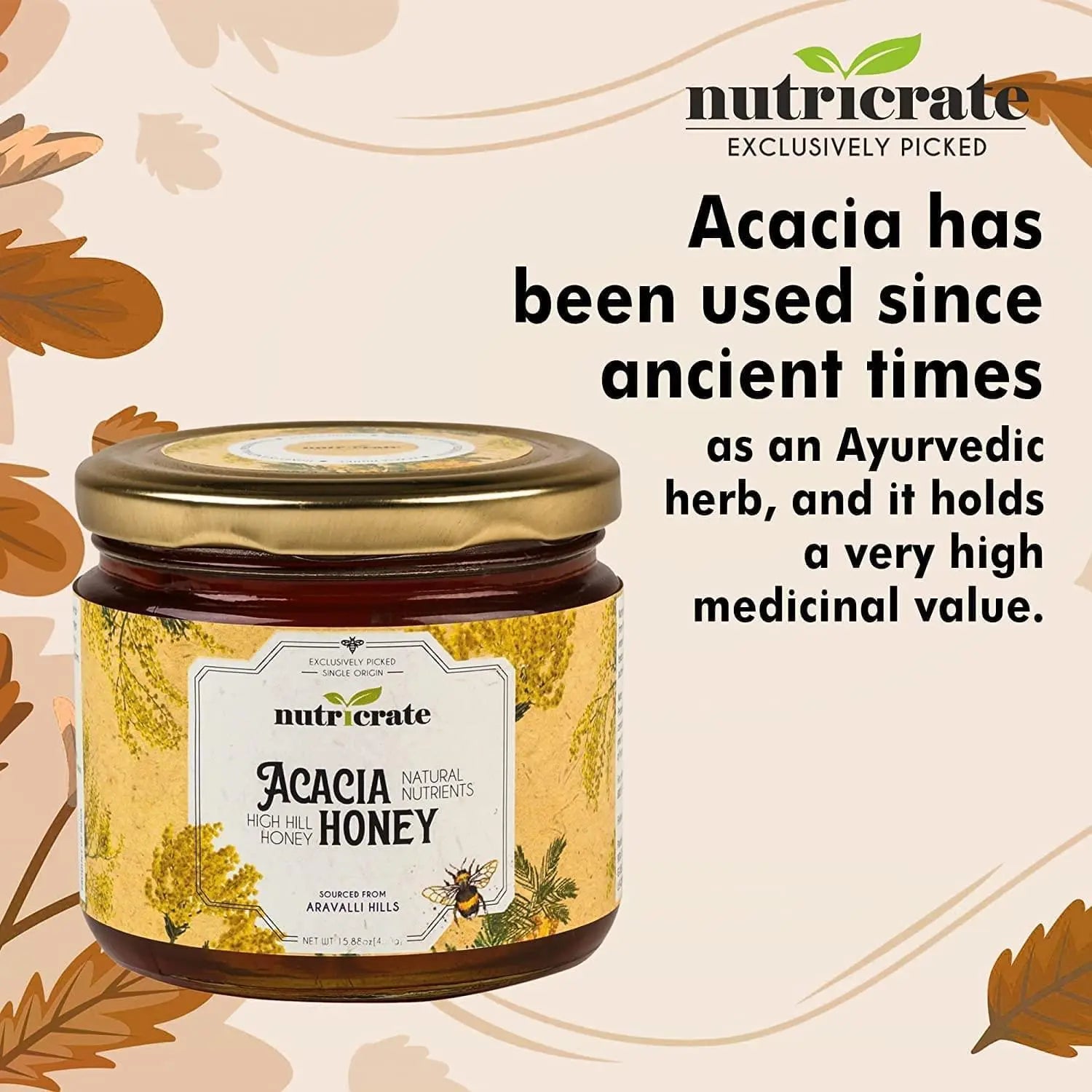 Nutricrate Pure & Raw Acacia/ kikar or babool Honey. 